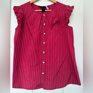 Marc By Marc Jacobs Silk Stripe Ruffle Blouse